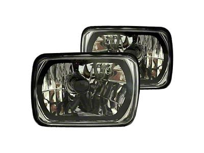 Truck - 4x6 Inch Rectangle Elite Diamond No Halo Black Illusion Headlights with Clear Halogen Bulbs