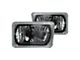 Truck - 4x6 Inch Rectangle Elite Diamond No Halo Black Illusion Turn Signal Headlights with Clear Halogen Bulbs