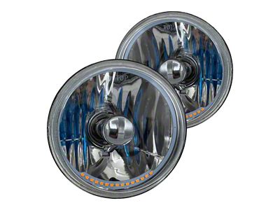 Truck - 5 3/4 Inch Round Elite Diamond No Halo Turn Signal Headlights with Blue Halogen Bulbs