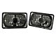 Truck - 6x7 Inch Rectangle Elite Diamond No Halo Black Illusion Headlights with Clear Halogen Bulbs