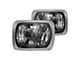 Truck - 6x7 Inch Rectangle Elite Diamond No Halo Black Illusion Turn Signal Headlights with Clear Halogen Bulbs