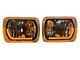 Truck - 6x7 Inch Rectangle Elite Diamond No Halo Black Illusion Turn Signal Headlights with Clear Halogen Bulbs