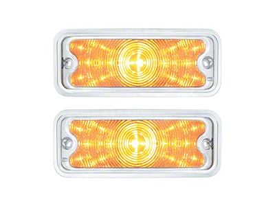 LED Front Parking Lights with Stainless Steel Trim; Clear (73-80 C10, C15, K10, K15, K20)