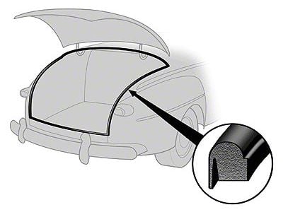 Trunk Lid Seal/ 41-48 Convertible / Hollow Core/ Bonded