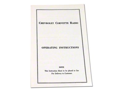 1953-1957 Corvette Radio Instruction Card