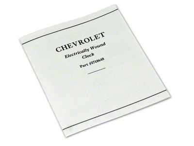 1958-1962 Corvette Clock Instructions Card