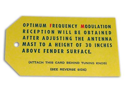 1964-1966 Corvette FM Radio Antenna Card