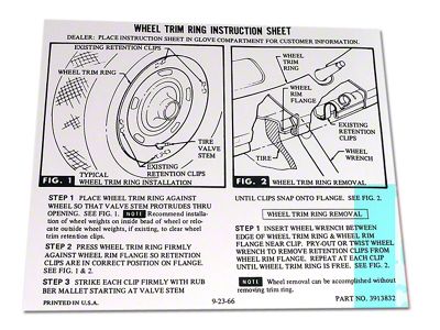 1967-1972 Corvette Wheel Trim Instruction Sheet