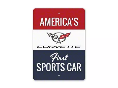 Americas First Sports Car Sign; 12x18-Inch