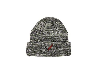 Beanie with C8 Cross Flags; Gray