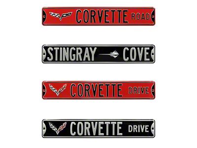 C6 Corvette Road Street Signs; Red