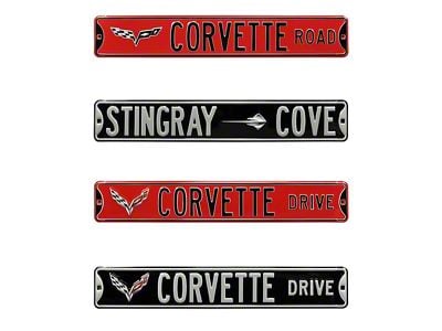 C7 Corvette Drive Street Signs; Black