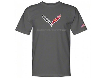 C7 Crossed Flags Tee; Charcoal