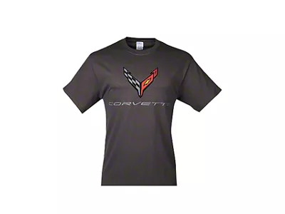 C8 T-Shirt Next Gen with Cross Flags; Charcoal