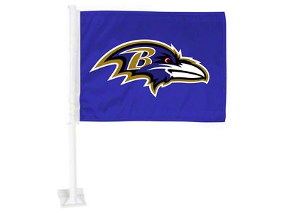 Car Flag with Baltimore Ravens Logo; Purple (Universal; Some Adaptation May Be Required)