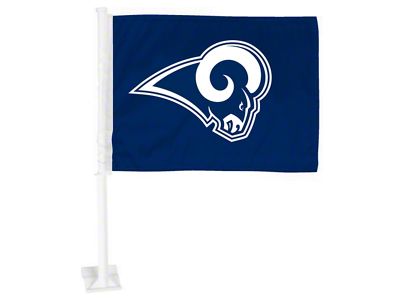 Car Flag with Los Angeles Rams Logo; Blue (Universal; Some Adaptation May Be Required)