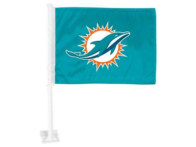 Car Flag with Miami Dolphins Logo; Teal (Universal; Some Adaptation May Be Required)