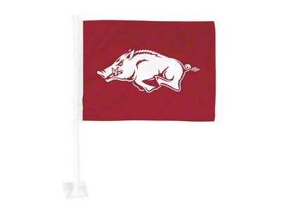 Car Flag with University of Arkansas Logo; Red (Universal; Some Adaptation May Be Required)