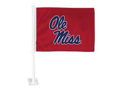 Car Flag with University of Mississippi Logo; Red (Universal; Some Adaptation May Be Required)