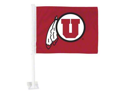 Car Flag with University of Utah Logo; Red (Universal; Some Adaptation May Be Required)