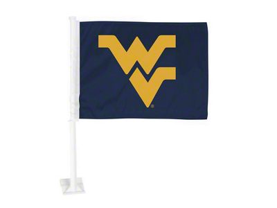 Car Flag with West Virginia University Logo; Navy (Universal; Some Adaptation May Be Required)