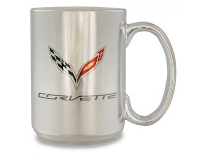 Ceramic Mug with Crossed Flags Logo; Silver