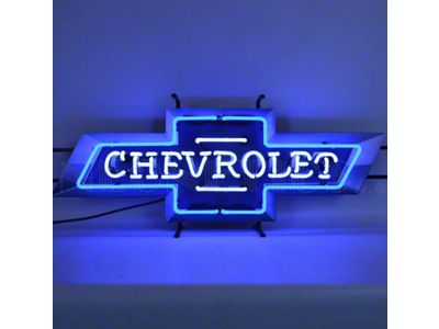 Chevrolet Bowtie Neon Sign; Blue and White