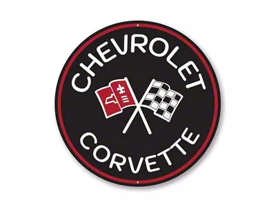 Chevrolet Corvette Car Sign; 12-Inch Circle