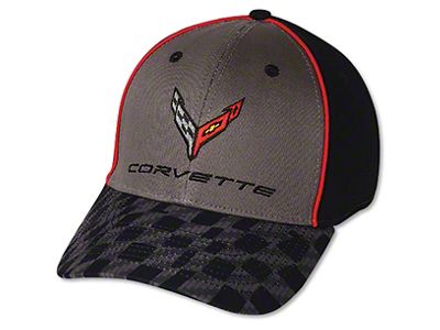 Corvette Checkered Flag Hat; Carbon Flash