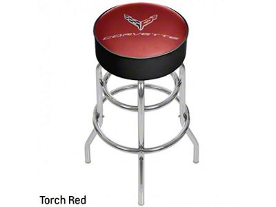 Counter Bar Stool with C8 Logo; Long Beach Red