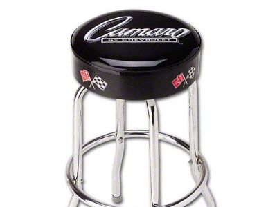 Counter Bar Stool with Seat Back; Camaro Logo