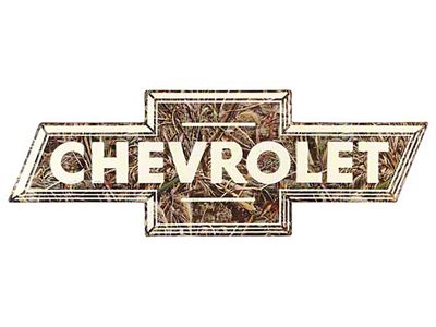 Die Cut Embossed Tin Sign; Camo Chevrolet Bowtie