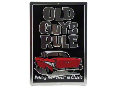 Die Cut Embossed Tin Sign with Knock Out; Old Guys Rule