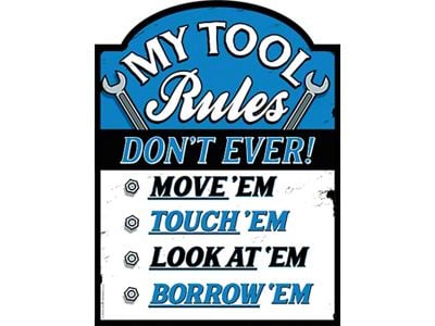 Die Cut Embossed Tin Sign; Tool Rules