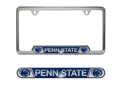 Embossed License Plate Frame with Pennsylvania State University Logo; Chrome (Universal; Some Adaptation May Be Required)