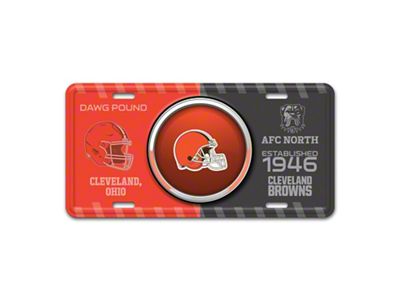 Embossed Metal License Plate with Cleveland Browns Logo (Universal; Some Adaptation May Be Required)