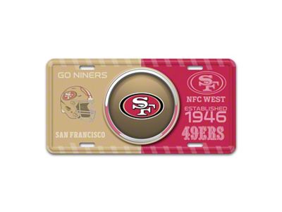 Embossed Metal License Plate with San Francisco 49Ers Logo; Gold / Red (Universal; Some Adaptation May Be Required)