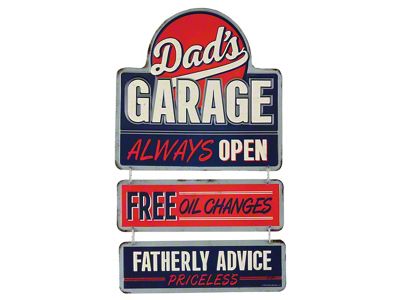 Embossed Tin Sign; Dad's Garage