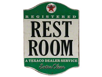 Embossed Tin Sign; Texaco Restroom