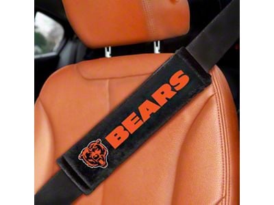 Embroidered Seatbelt Pads with Chicago Bears Logo; Black (Universal; Some Adaptation May Be Required)