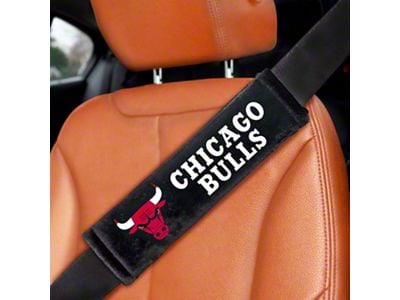 Embroidered Seatbelt Pads with Chicago Bulls Logo; Black (Universal; Some Adaptation May Be Required)