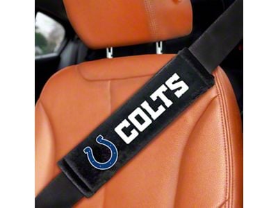 Embroidered Seatbelt Pads with Indianapolis Colts Logo; Black (Universal; Some Adaptation May Be Required)