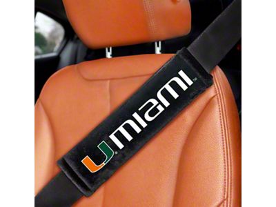 Embroidered Seatbelt Pads with Miami Logo; Black (Universal; Some Adaptation May Be Required)