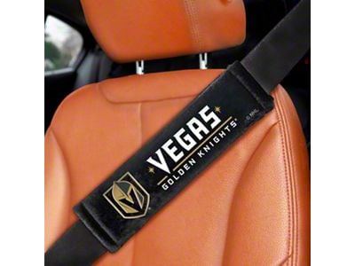 Embroidered Seatbelt Pads with Vegas Golden Knights Logo; Black (Universal; Some Adaptation May Be Required)