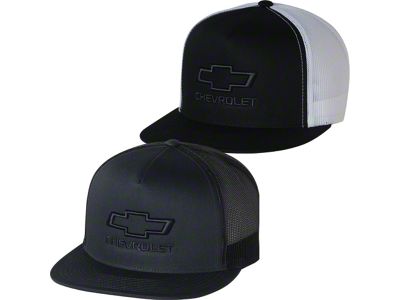 Flatbill Mesh-Back Hat with Bowtie Logo; Black