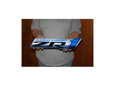 Front Emblem Sign and ZR1 Supercharged Logo Sign; 18x4-Inch