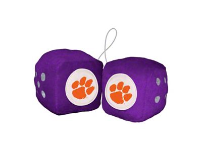 Fuzzy Dice with Clemson University Logo; Purple (Universal; Some Adaptation May Be Required)