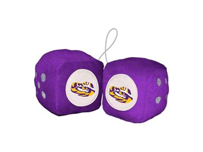 Fuzzy Dice with Louisiana State University Logo; Purple (Universal; Some Adaptation May Be Required)