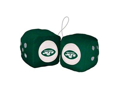 Fuzzy Dice with New York Jets Logo; Green (Universal; Some Adaptation May Be Required)