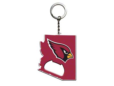 Keychain Bottle Opener with Arizona Cardinals Logo; Red